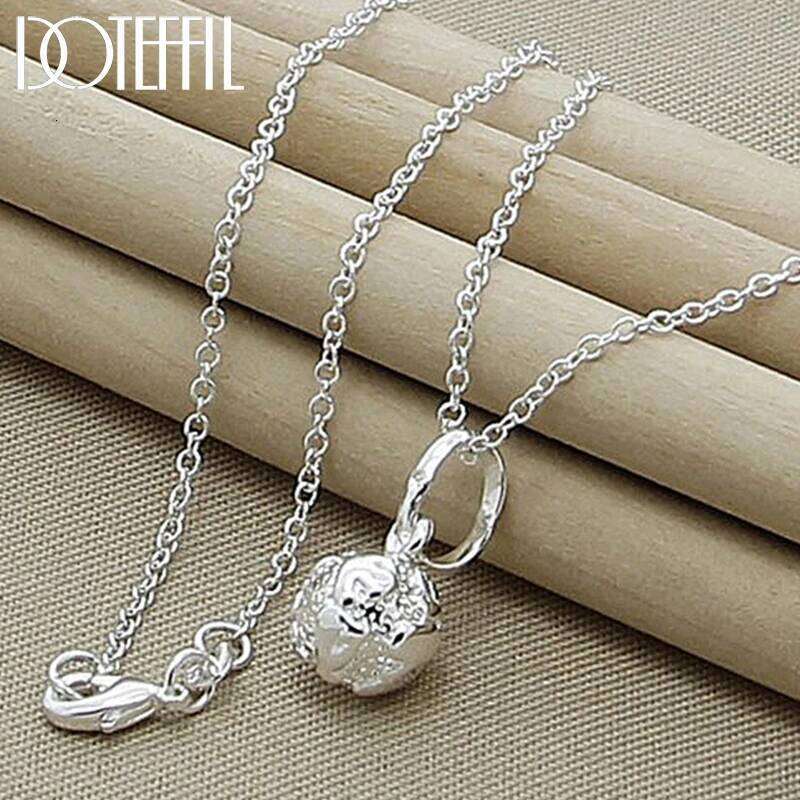DOTEFFIL 925 Sterling Silver 18 Inch Chain Ball Pendant Necklace For Women Wedding Engagement Fashion Charm Jewelry 54cb4