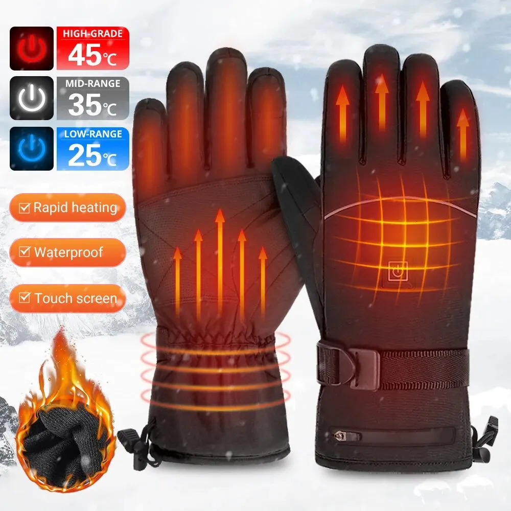 Heating Motorcycle Gloves Waterproof Motocross Guantes Glove Touch Screen Heated Motorbike Riding Gloves for Winter251211