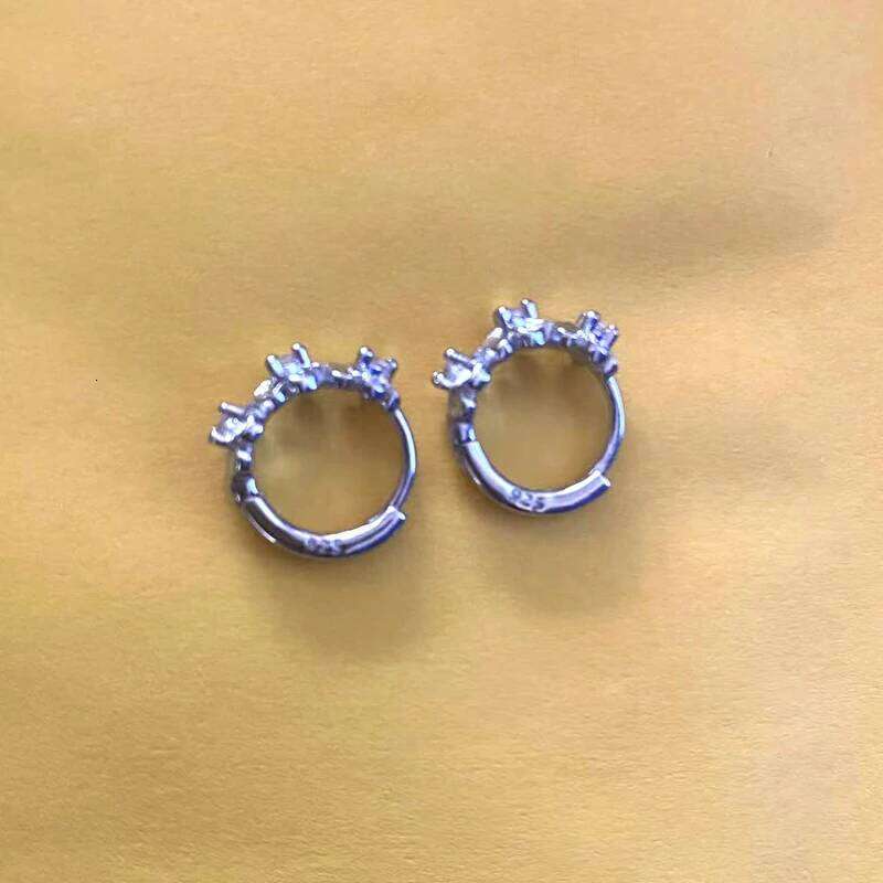 Crystal flower Earring Men 925 silver Needle Jewelry Women Flower Earings Accessories Wedding Silver Color Stud Earrings Stamp cbee9