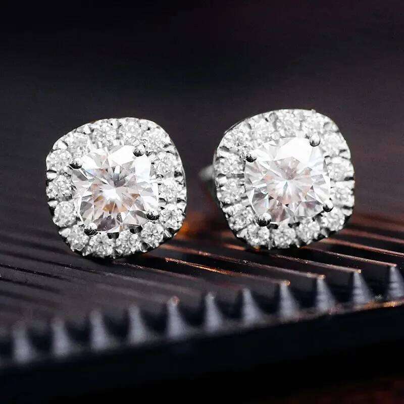 Simple Square Gold Color Stud Earrings Women Inlaid Shiny CZ Rhinestone 925 Silver Needle Ear Accessories for Statement Jewelry 2ef67