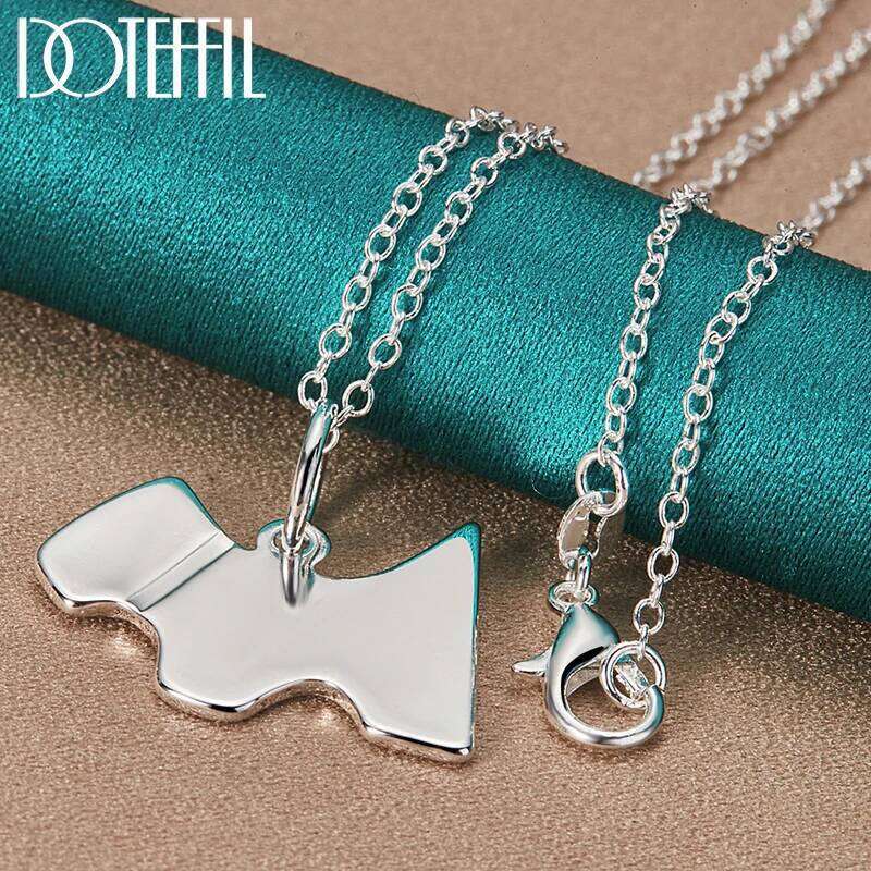 DOTEFFIL 925 Sterling Silver 18-30 Inch Chain Dog Tag Pendant Necklace For Women Wedding Engagement Party Fashion Charm Jewelry c43dc