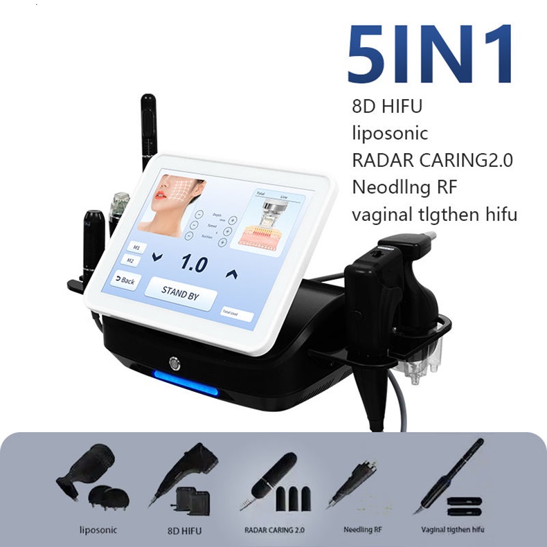 5 In 1 Hifu Slimming Anti-aging Machine Non-Invasive Face Lifting Wrinkle Removal Body Slimming Ultrasound Skin Rejuvenation Anti-Aging Machine