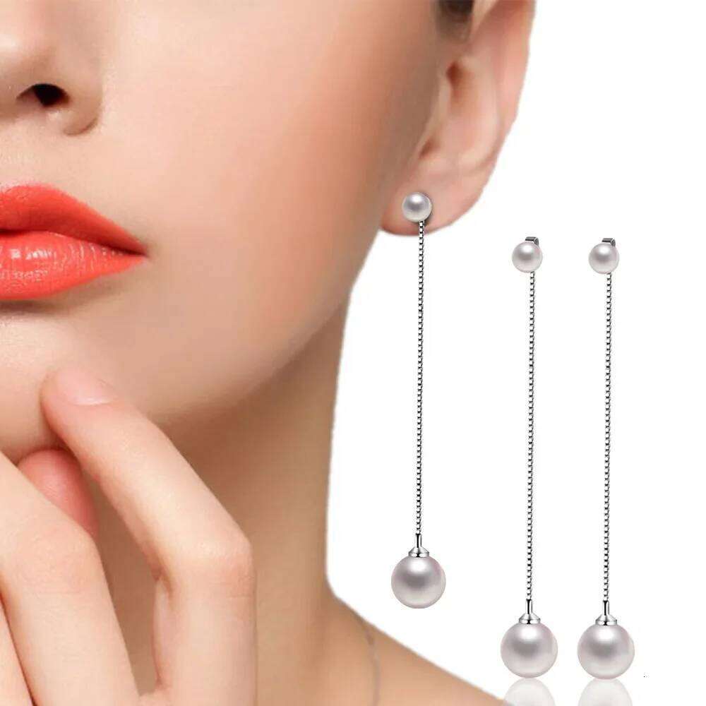 Wholesale Jewelry Pearl Pendant 925 Sterling Silver Drop Earrings for Women Boucle Femme Pendientes Mujer Moda Bijoux Jewellery cc9ef