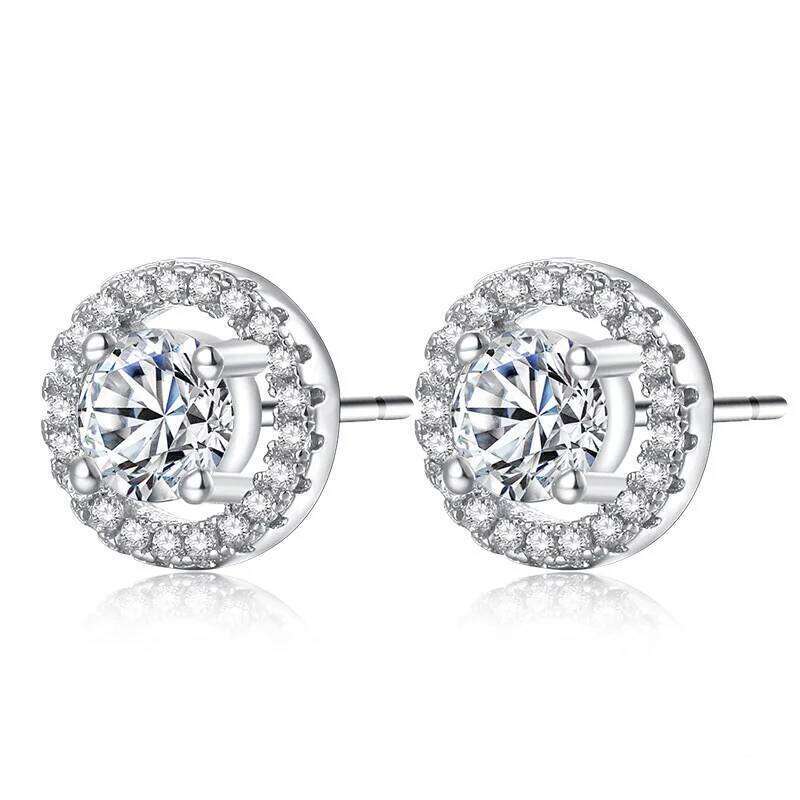 Fashion Women Small Post Micro Inlay Zircon Around Cut 5mm Round Shape Top Quality CZ 925 Silver Needle Stud Earrings 8ae2f