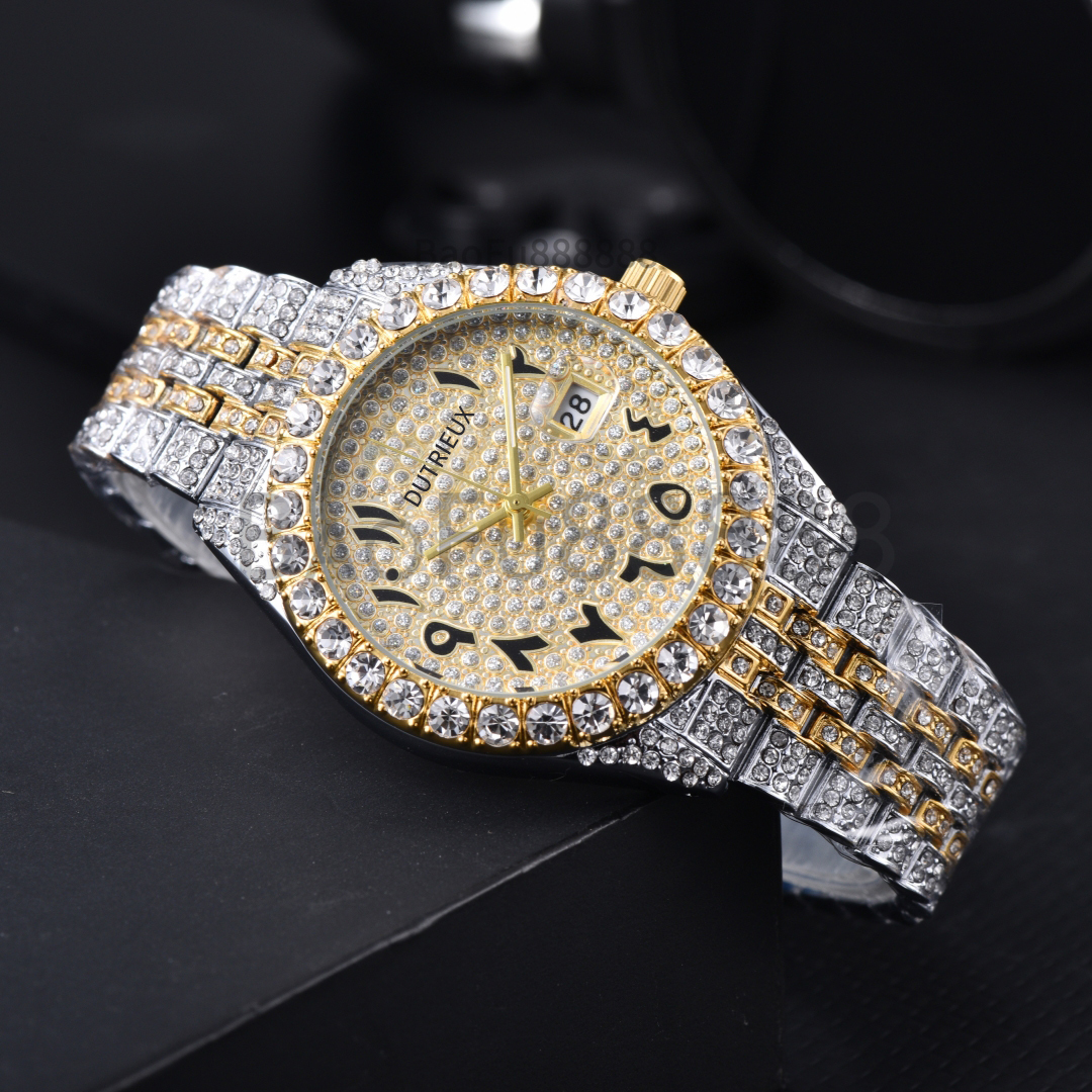 Newly 2026 Black Diamond Wristwatch Luxury Watches for Men Date Steel Strap Daily Business Designer Full Diamond Watch Fashion Male Clocks for Gift