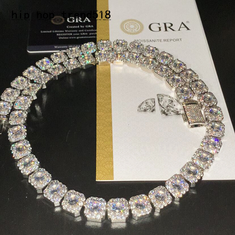13mm 925 Sterling Silver Vvs d Color Moissanite Diamond Mens Chains Hip Hop Jewelry Cuban Chain Necklace Tennis Chain