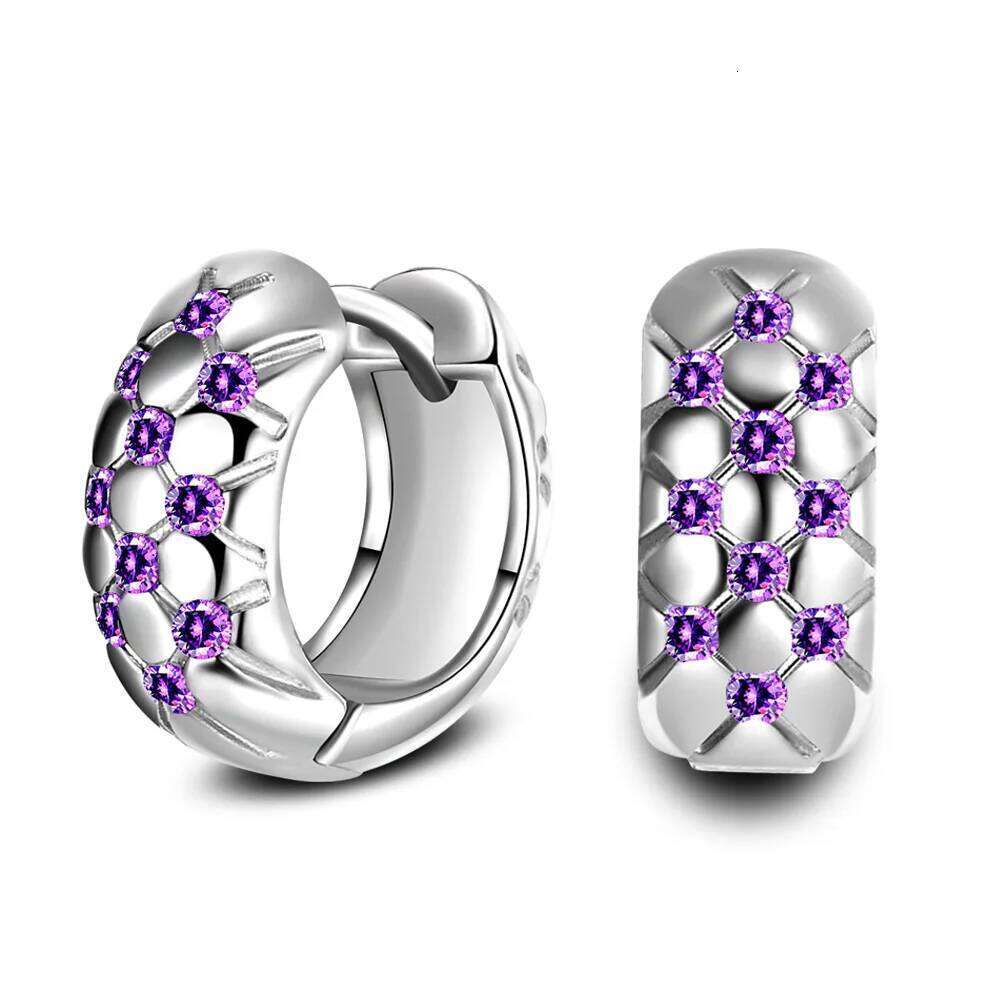 2021 Girl Wedding Stud Earring 925 Silver Needle Jewelry Gift Purple Crystal U Zircon Ear Studs For Women b985b