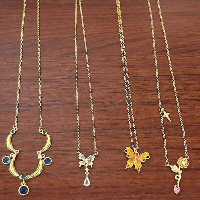 925 Sterling Silver Butterfly Necklace for Women Drip Glaze Flower Simple Shiny Zircon Jewelry Gift Dropshipping cfbda