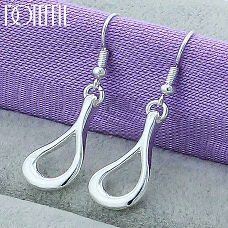 DOTEFFIL 925 Sterling Silver Hollow Water Droplets/Raindrops Drop Earrings For Woman Wedding Engagement Fashion Party Jewelry eb5d0