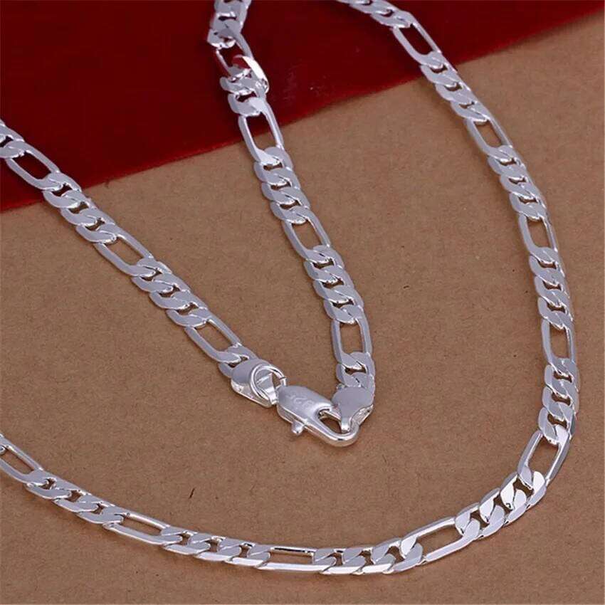 Wholesale High Quality Mens 6MM Flat Chain 925 Sterling Silver Necklace Fashion Jewelry Women Men Solid Wedding Gift e9d22