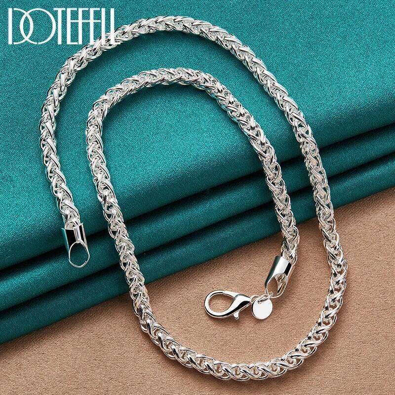 DOTEFFIL 925 Sterling Silver 8mm Chain Necklace For Man Women Fashion Wedding Party Charm Jewelry 63529