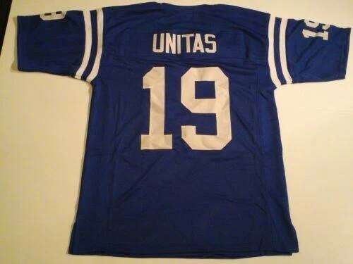 CUSTOM Sewn Stitched Johnny Unitas Blue Football Jersey Add any name number size XS-5XL 6XL