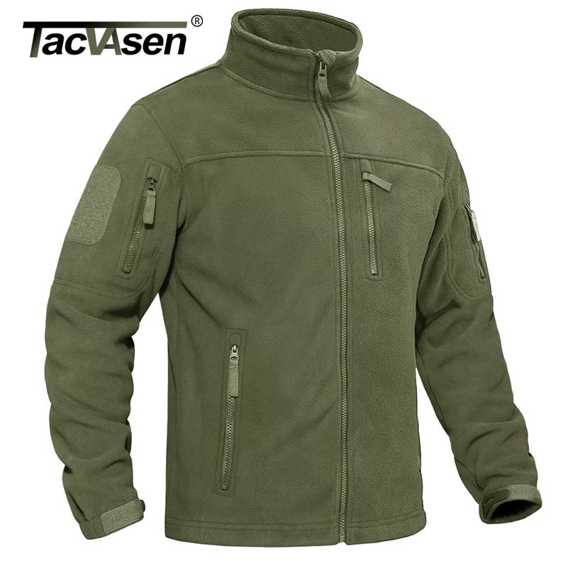 TACVASEN Mens Fleece Jacket Soft Warmth Windproof Full Zip Up Coat Multiple Zipper Pockets Hiking Working Outdoors Windbreaker251217ww