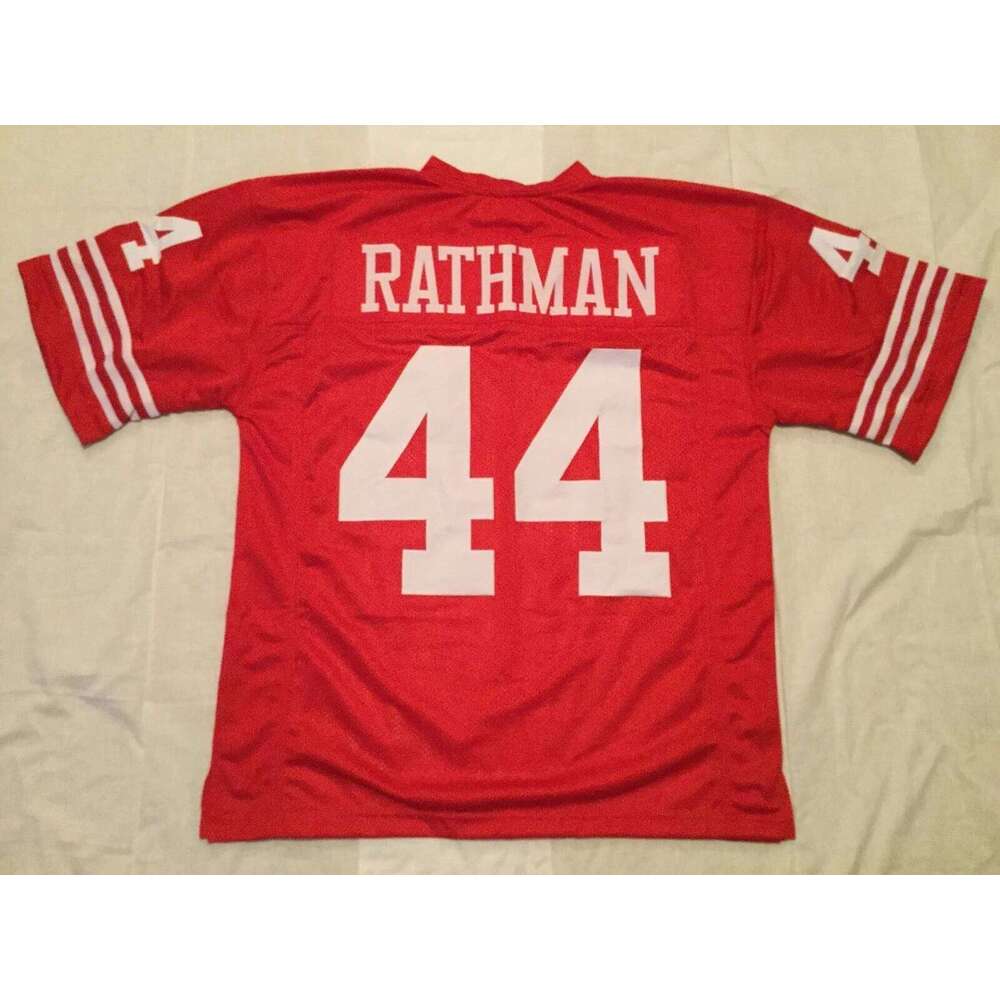 CUSTOM Sewn Stitched Tom Rathman Red Football Jersey Add any name number size XS-5XL 6XL