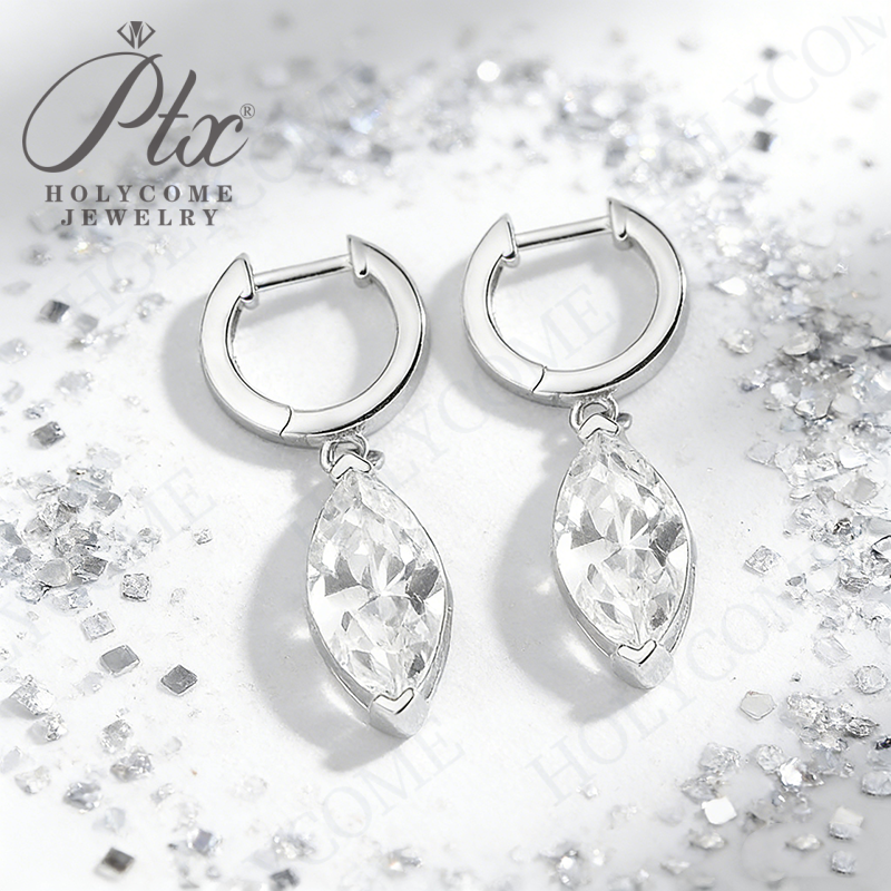 1/2Carat Marquise Cut Moissanite Drop Earrings for Women D Color VVS Diamond 925 Sterling Silver Stud Earring Wedding Jewelry