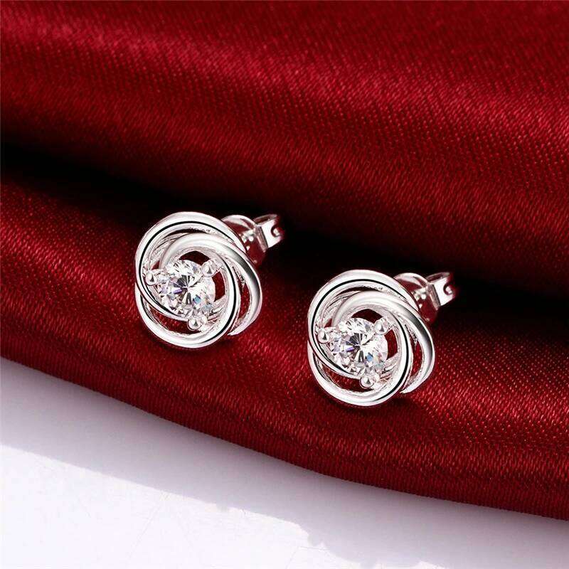 DOTEFFIL 925 Sterling Silver Geometric AAA Zircon Earrings High Quality Charm Women Fashion Jewelry Wedding Party Gift bf202