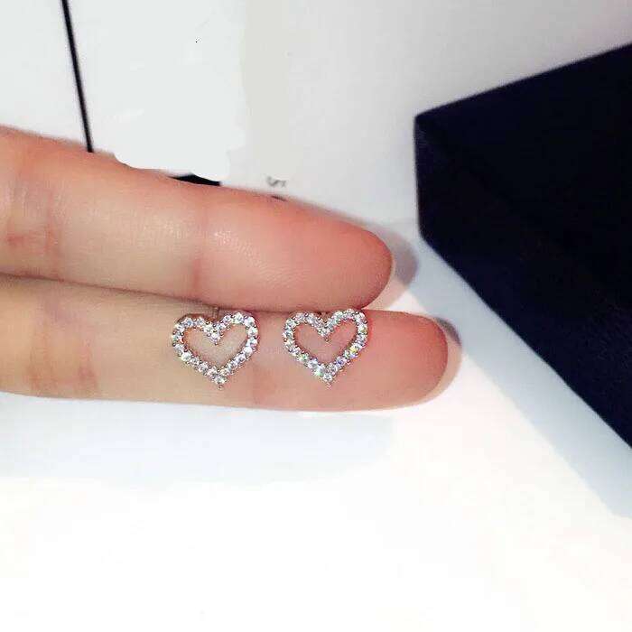 Small Stud Earrings For Women 925 Silver Needle Jewelry Heart Brincos Bridal Wedding Engagement Romantic Bijouterie fc25c