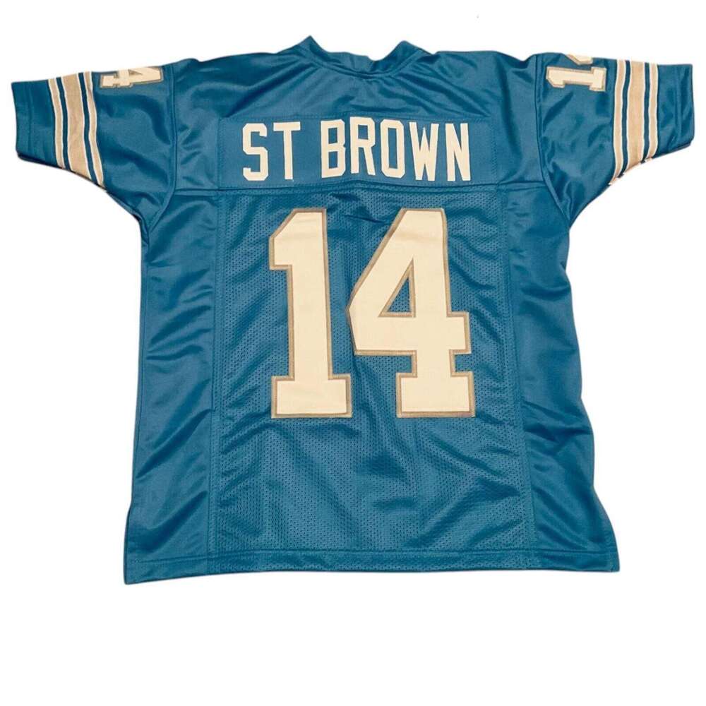 #14 ST BROWN Sewn Stitched Custom Blue Football Jersey Add any name number size XS-5XL 6XL