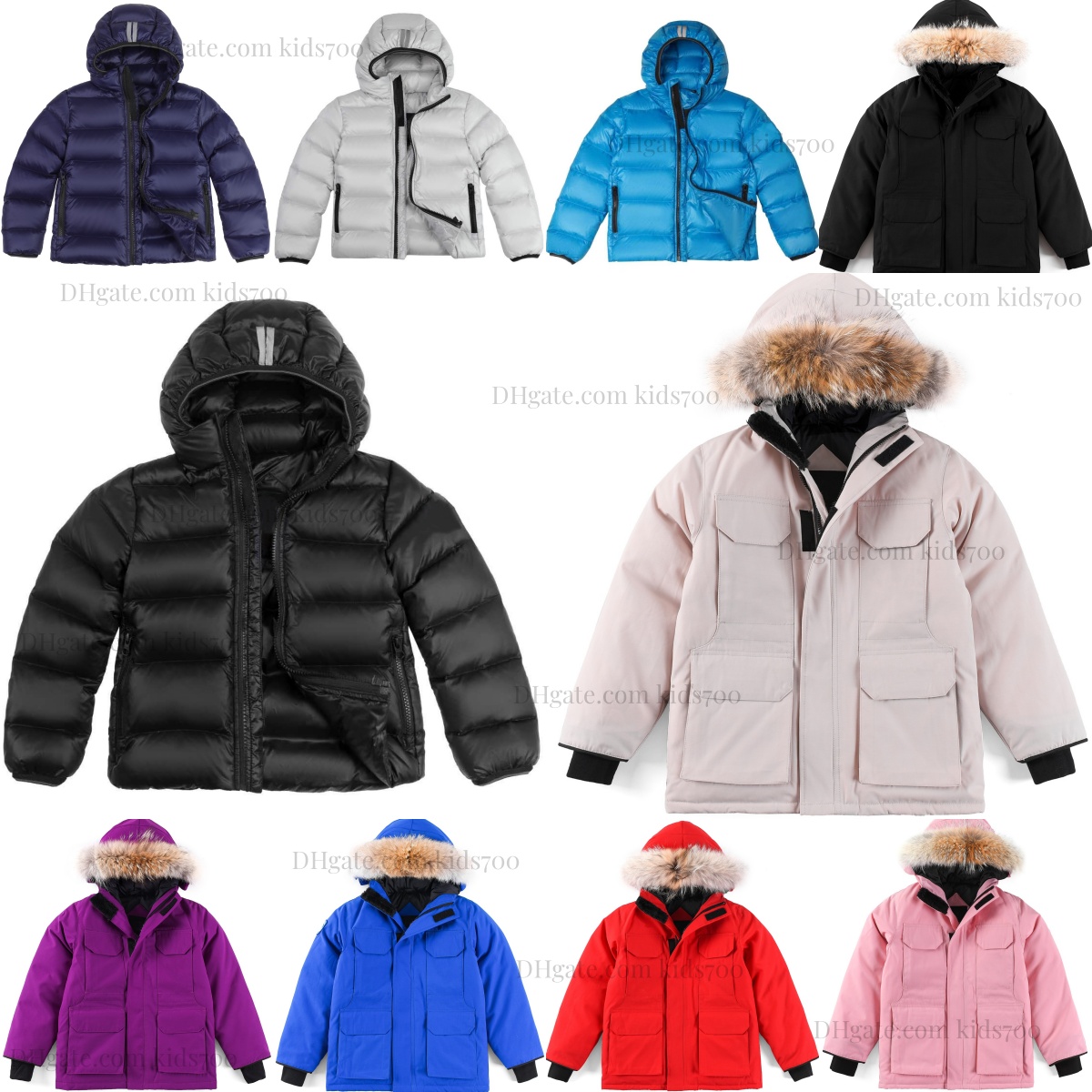 Kids Down Coats Designer Boys Girls Jackets Thickened Warm Toddlers Parkas Children Youth Winter Clothing Fur Jacket Hooded Warm Outwear Black Be-image-996069768