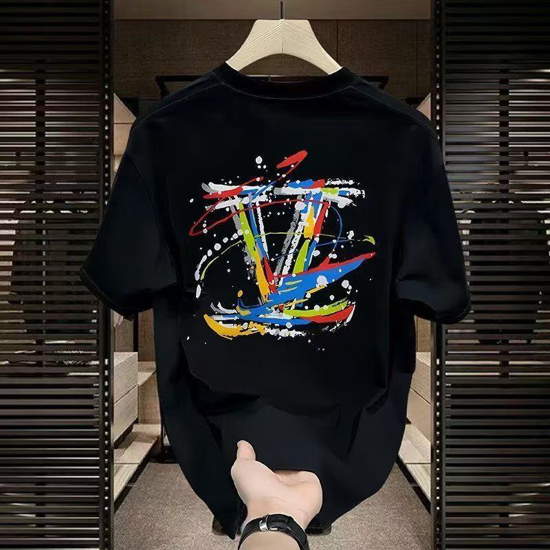 2026 New Summer Round Neck Half Sleeve Men's Graffiti Printed T-shirt Trend Loose Short Sleeve Tide Brand Casual Shirt