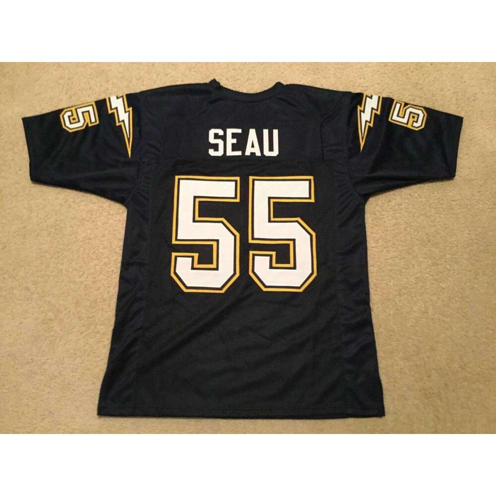 Junior Seau CUSTOM Sewn Stitched Blue Football Jersey Add any name number size XS-5XL 6XL