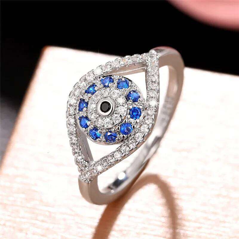 Eye Finger Ring for Women, Hip Hop, Rock Style, Blue Eyes Rings, Funny Girls Gift, Modern Design Jewelry ddd34