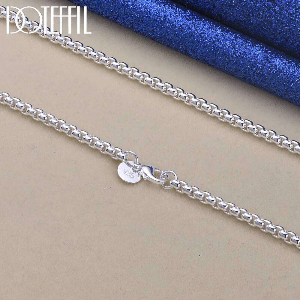 DOTEFFIL 925 Sterling Silver 5mm Round Box Chain 20/22/24 Inch Necklace For Woman Men Fashion Wedding Engagement Charm Jewelry cefaa