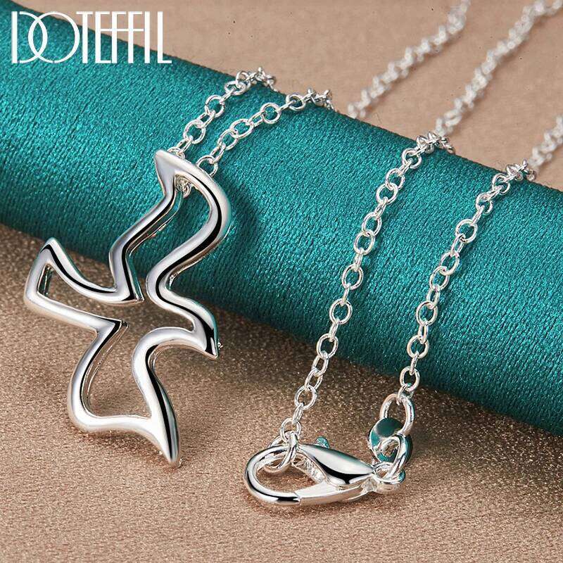 DOTEFFIL 925 Sterling Silver 18 Inch Chain Bird Pigeon Pendant Necklace For Woman Wedding Engagement Fashion Charm Jewelry 53bb6