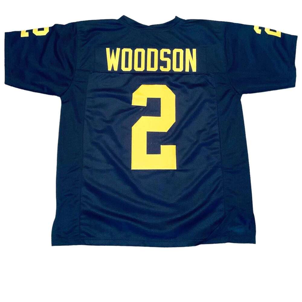 CUSTOM Sewn Stitched Charles Woodson Blue Football Jersey Add any name number size XS-5XL 6XL