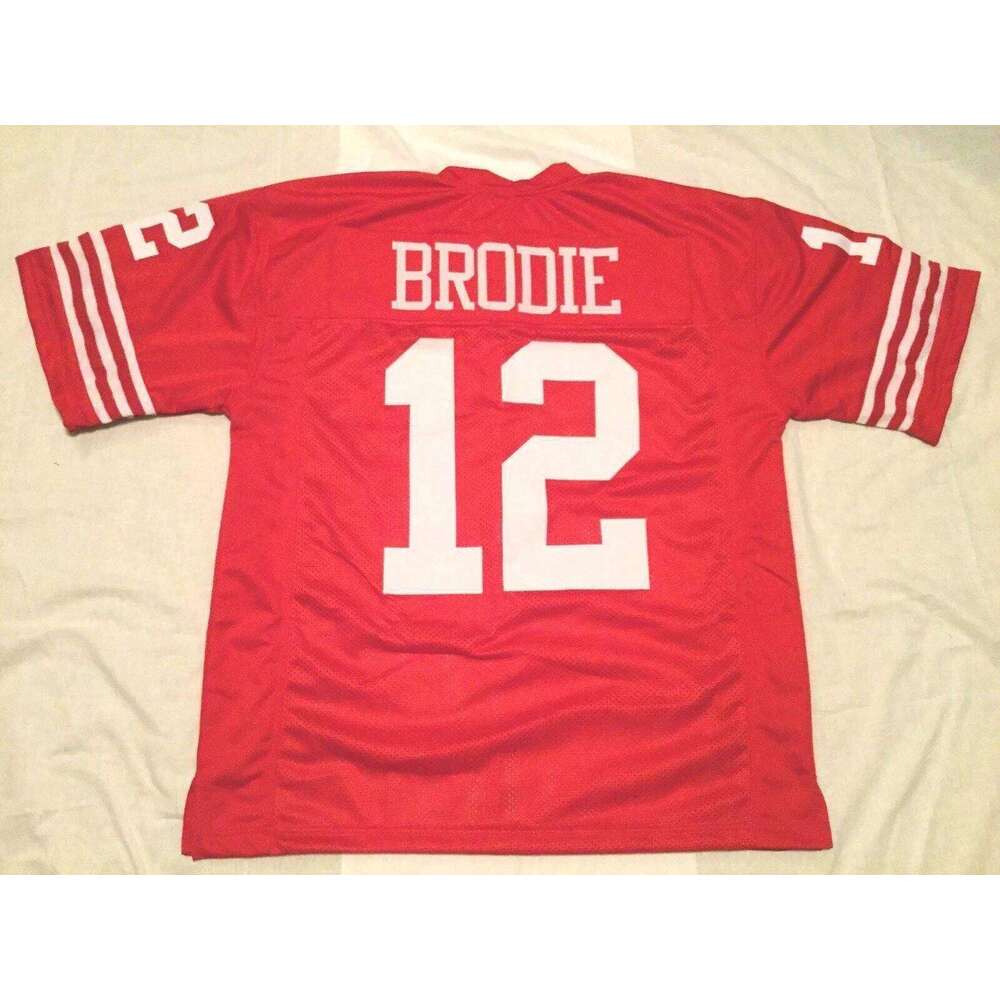 CUSTOM Sewn Stitched John Brodie Red Football Jersey Add any name number size XS-5XL 6XL