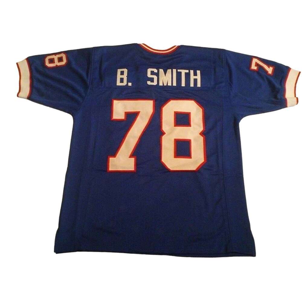 CUSTOM Sewn Stitched Bruce Smith Blue Football Jersey Add any name number size XS-5XL 6XL