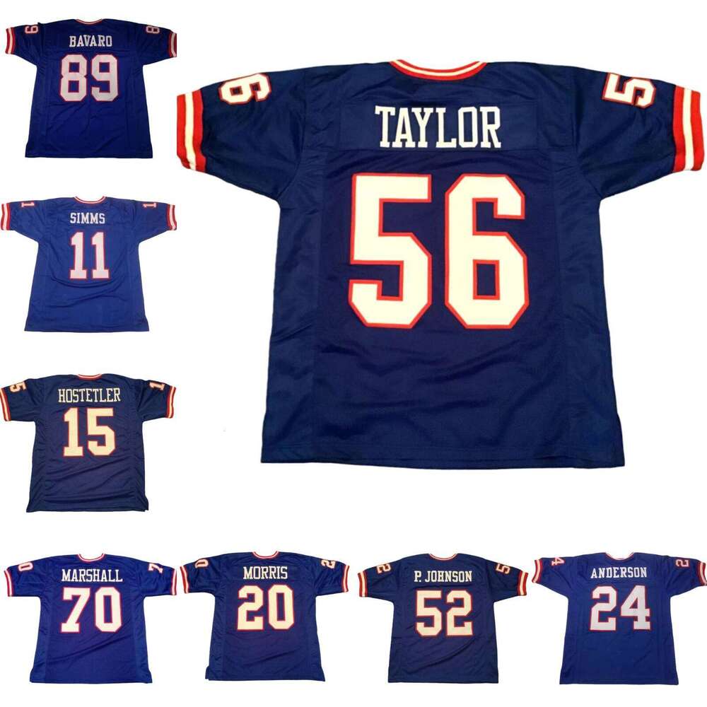 Custom BAVARO SIMMS TAYLOR HOSTETLER MARSHALL MORRIS P.JOHNSON ANDERSON 2025 Blue All Stitched Football Jersey Add any name number size XS-5XL 6XL