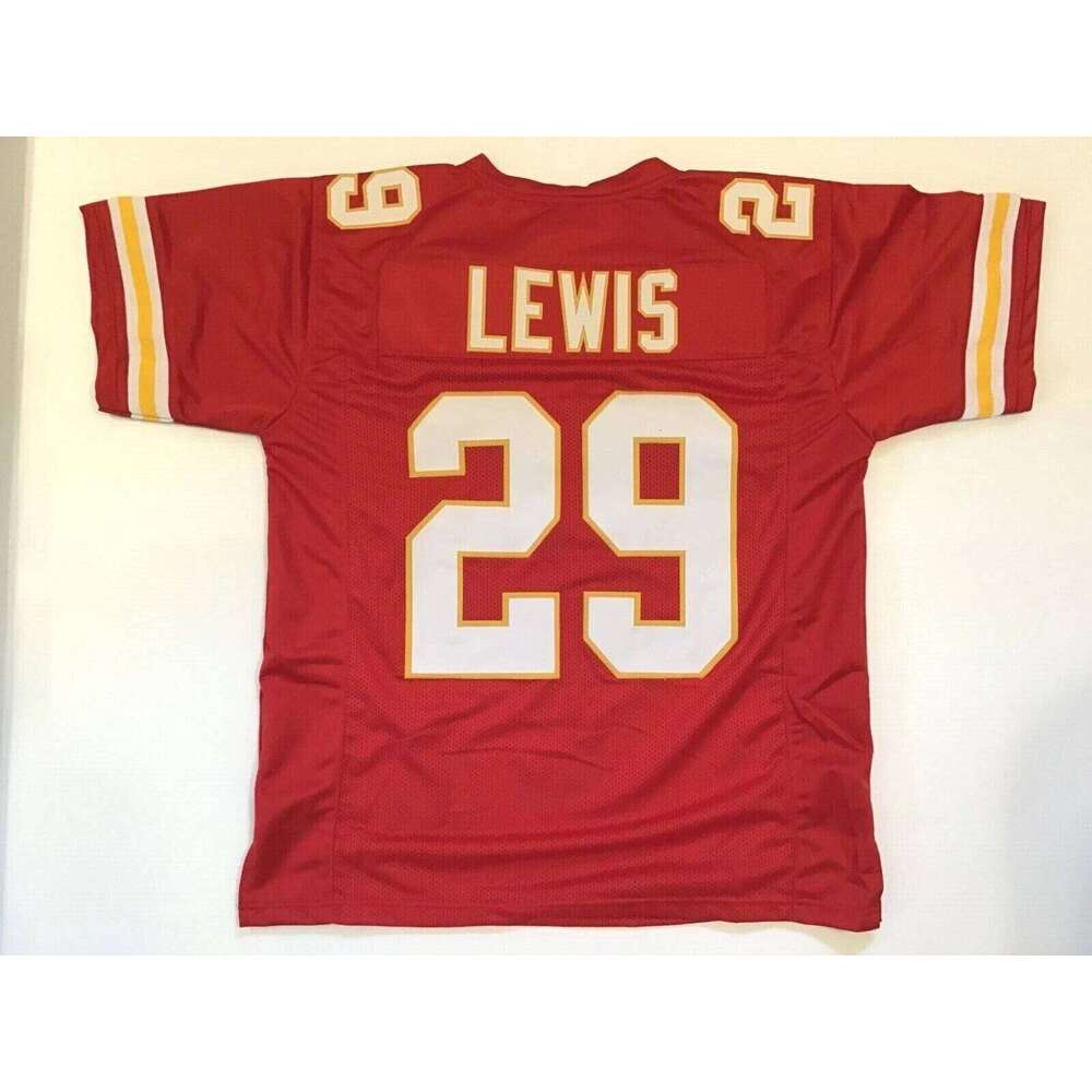 CUSTOM Sewn Stitched Albert Lewis Red Football Jersey Add any name number size XS-5XL 6XL