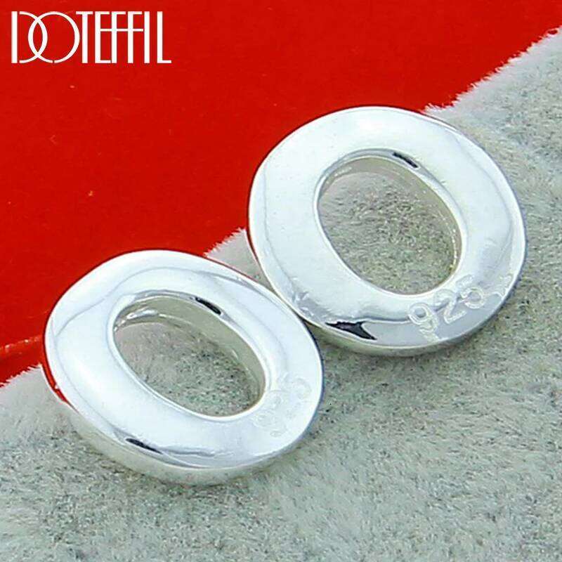DOTEFFIL 925 Sterling Silver O Stud Earring For Woman Fashion Charm Wedding Engagement Party Jewelry dd07a
