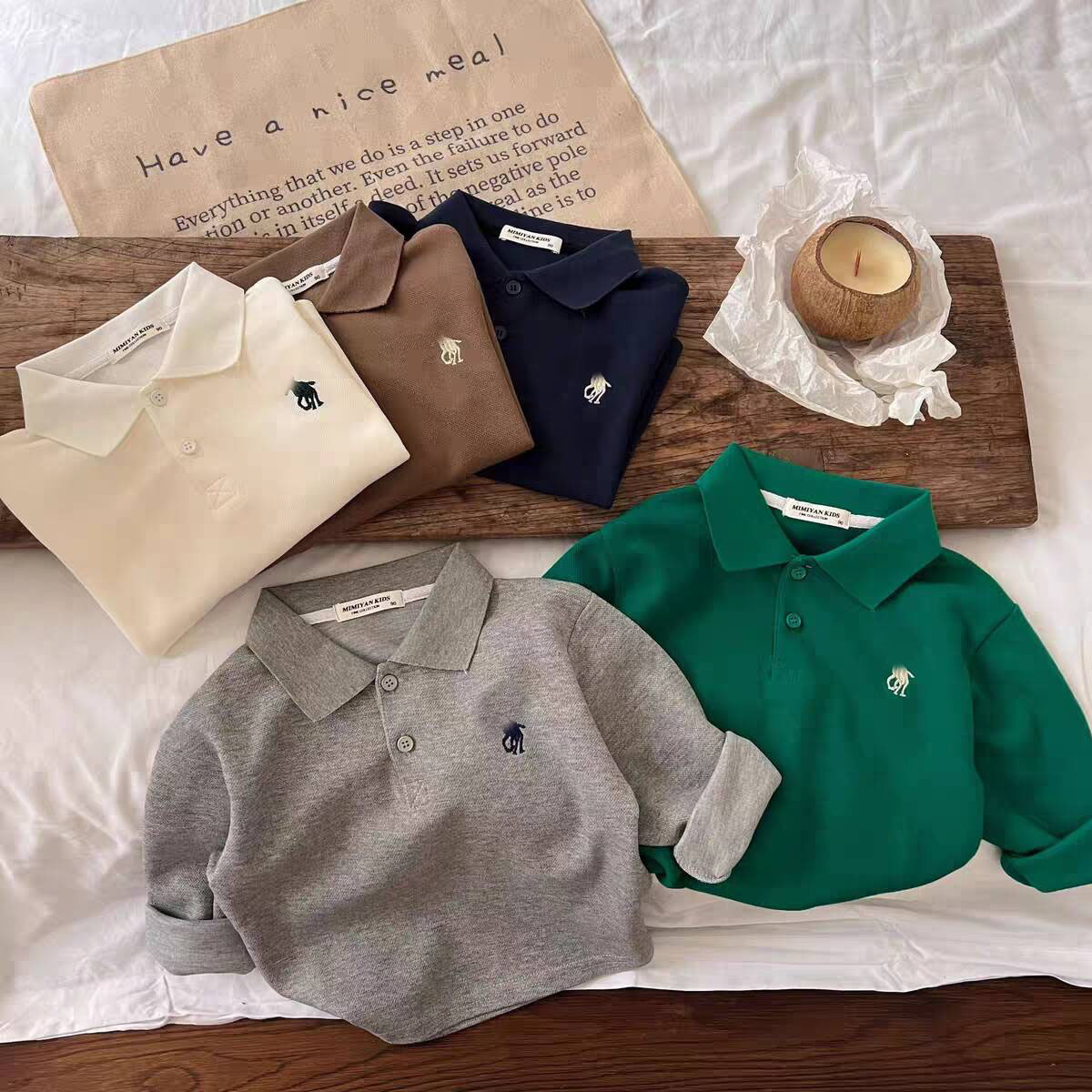 2027 new Designer Unisex Kids Long Sleeve Polo Shirt 2026 Spring Fall New Solid Color Embroidered Collar Layering Top for Toddler Baby Boys Girls 22