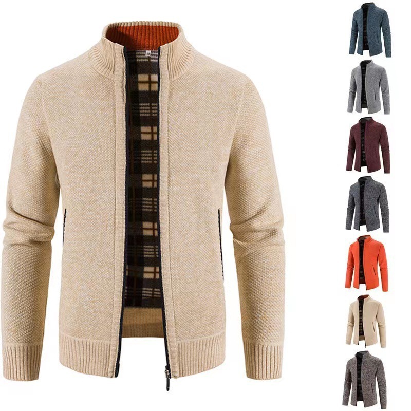 2026 New Style Men's Casual Wool Sweater Button-up Sweater Luxury Large Size Versatile Fashion Round Neck Warm Knit Jacket