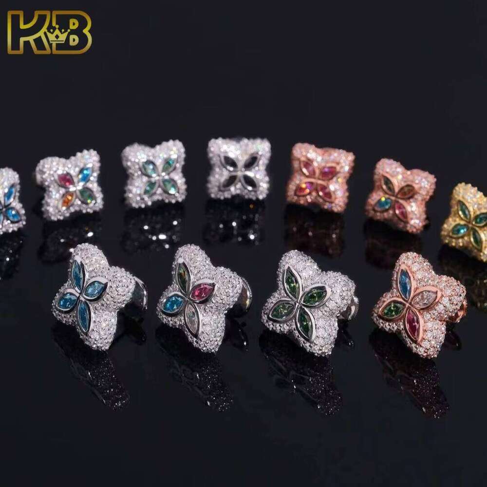 15mm Iced Flower 925 Silver Hip-Hop Style Pass Diamond Test VVS Moissanite Stud Men's Earrings