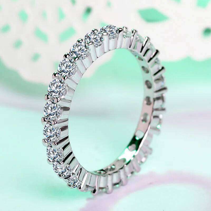New Fashion Zircon Silver Color Simple Round Single Stackable Finger Rings For Women Birthday Gifts Engagement Jewelry 7abc2
