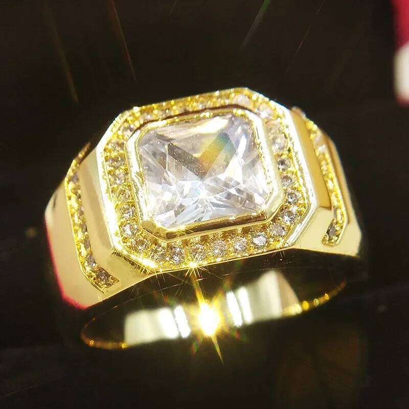 Jewelry Fashion Weeding Rings For Men Genuine Austria Crystal Gold Color Anel For Women New Sale Hot band Full Size Ring