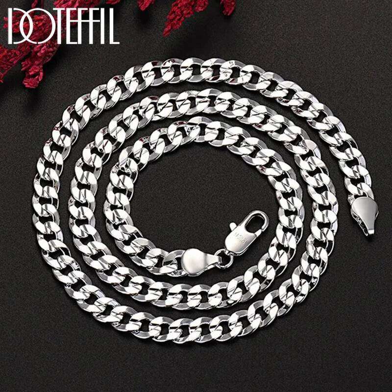 DOTEFFIL Hot High Quality 925 Sterling Silver Charm 7mm Chain Neckalce Jewelry For Man Women Fashion Party Wedding Gifts fcc88