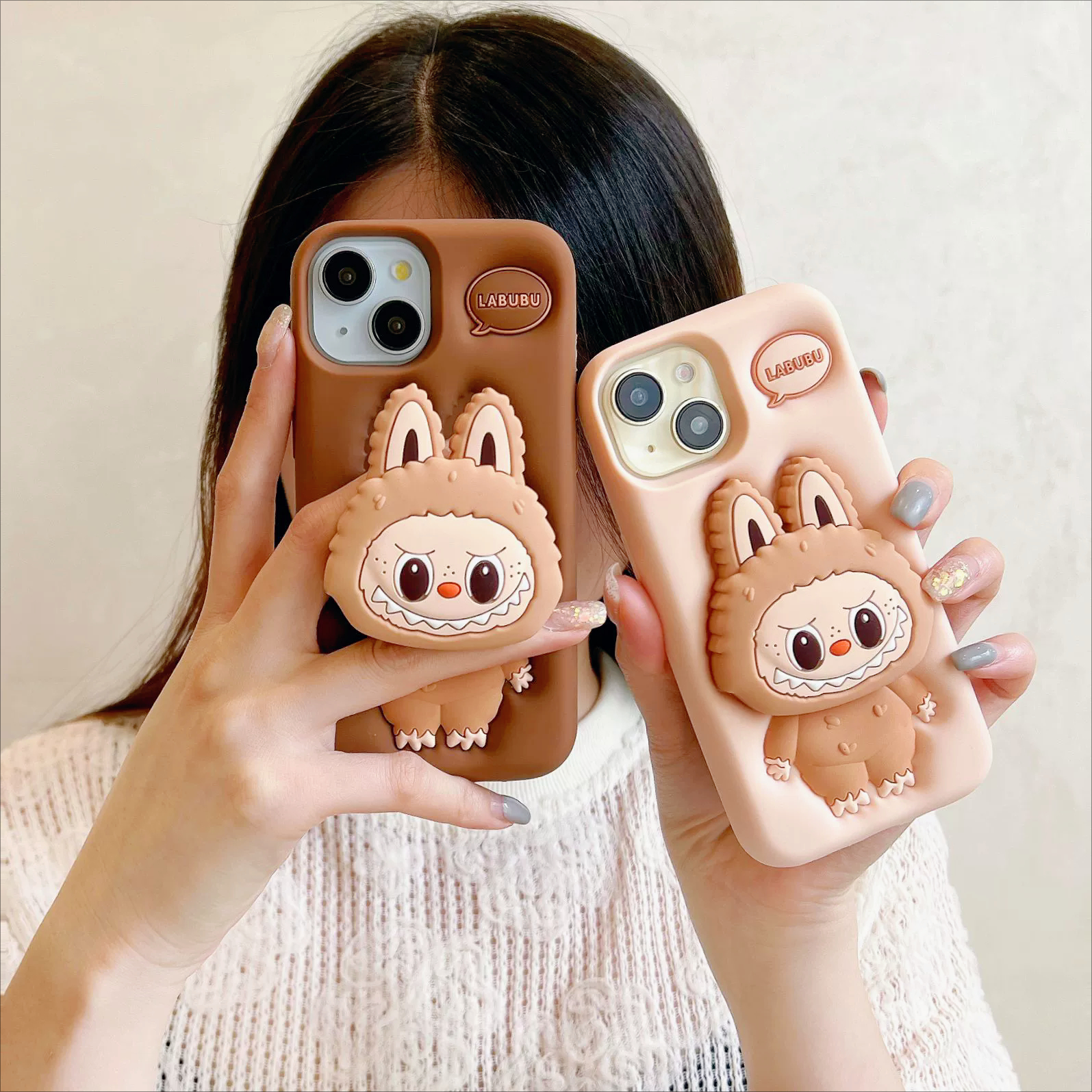 3D Labubu Cute Phone Case For iPhone 17 promax 16 15 14 Plus 13 12 Pro XS Max 11 Kawaii Grip Tok Holder Cartoon Soft Silicone Design soft case for w