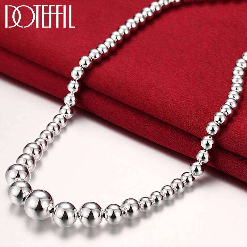 DOTEFFIL 925 Sterling Silver Luxury Gorgeous Charm Fashion Vary Smooth Beads Women Lady 18 Inches Chain Necklace Jewelry da279