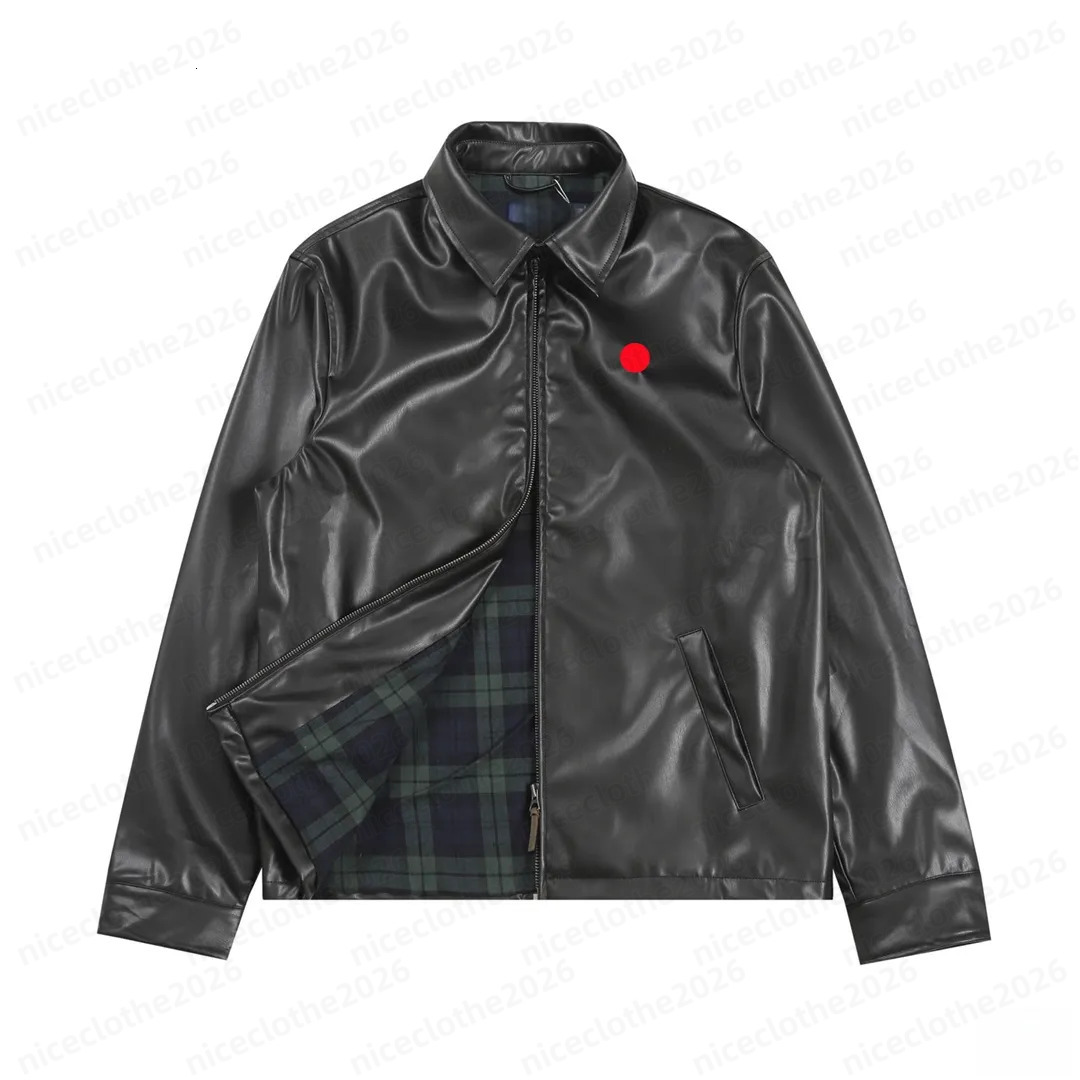 polo jacket Small horse Embroidered Vintage Zipper Solid Collar Leather Jacket Coat Mens Jacket Zipper High Quality Unisex style Lapel stand-up polo