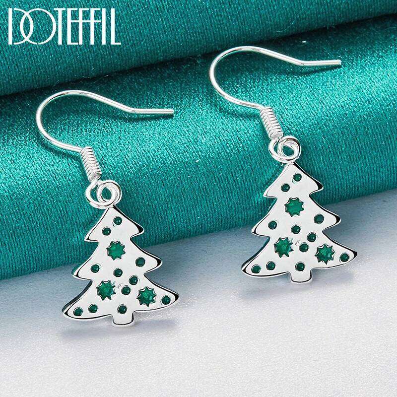 DOTEFFIL 925 Sterling Silver Christmas Tree Drop Earrings Charm Women Jewelry Fashion Wedding Engagement Party Gift 9b81b