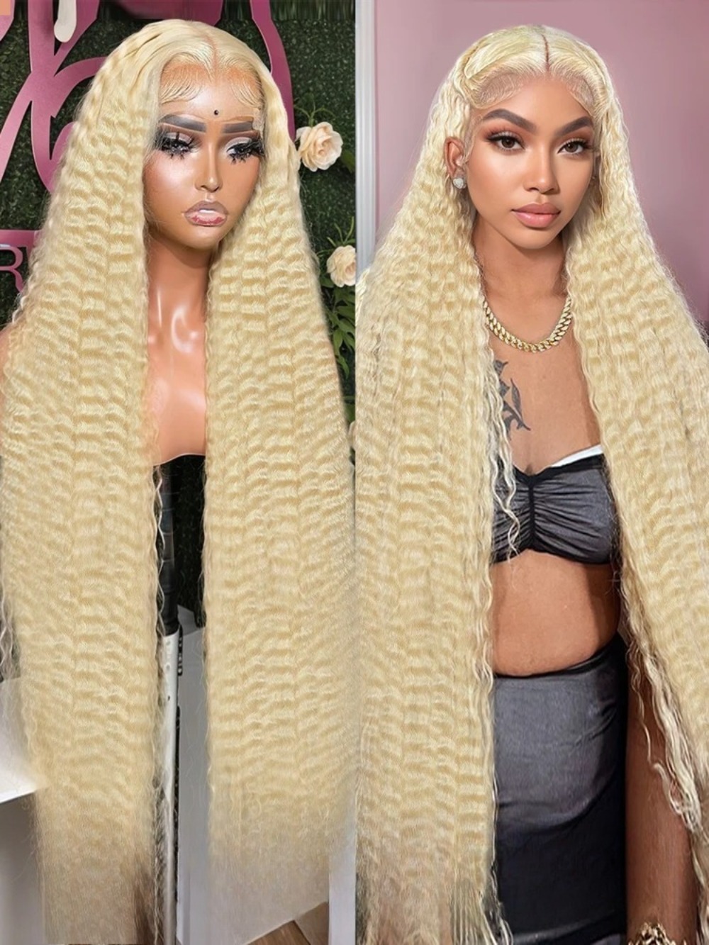 30 Inch 13X4 Deep Wave Lace Frontal Wigs Long Natural Curly 613 Blonde Human Hair Wigs Pre Plucked For Women 200 Density 41$