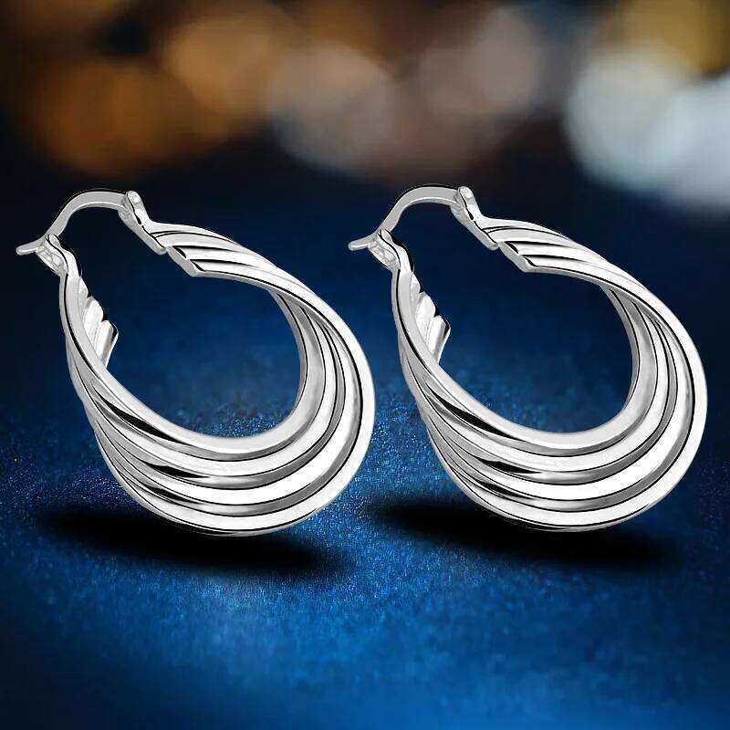 Hot high quality 925 Sterling Silver elegant circle Earrings for woman fashion Jewelry fine party wedding Holiday gifts dbd5f