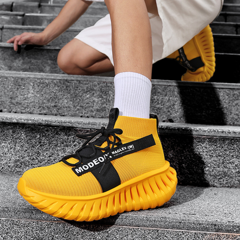 Luxury Brand Designer Shoes NHOT 2026 Men's Knit High Top Sneakers Plus Size Athletic With Blade Cushioning System Elastic Breathable Running S