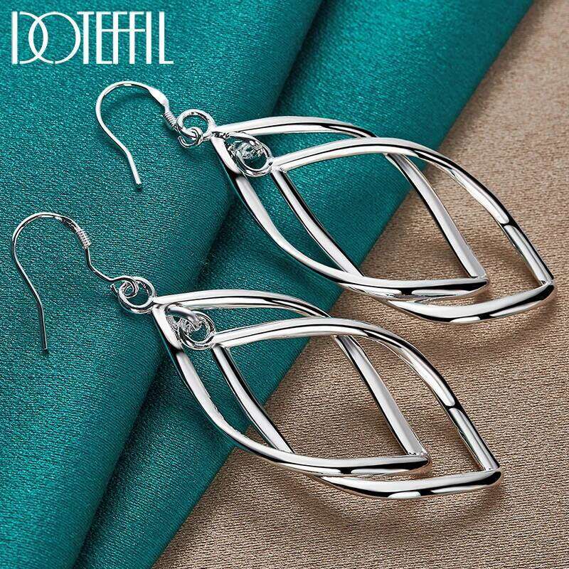 DOTEFFIL 925 Sterling Drop Earring For Woman Fashion Charm Earrings High Quality Silver Jewelry Free Shipping 1c0cb