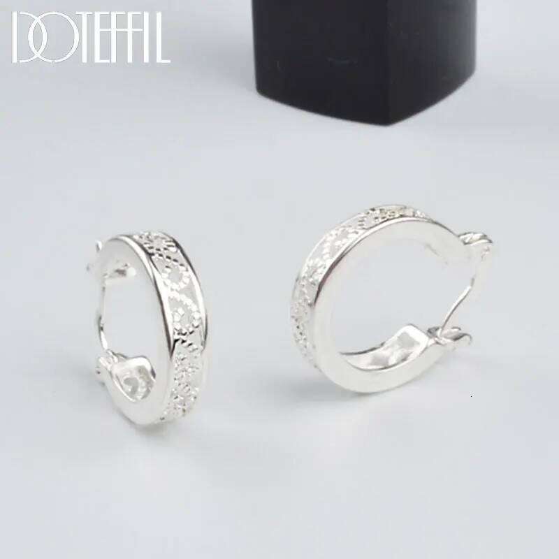 DOTEFFIL 925 Sterling Silver Gold Hollow AAA Zircon Earrings For Women Cute Romantic Jewelry Wedding Party Gift 3bd87