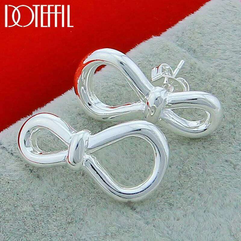 DOTEFFIL 925 Sterling Silver Number 8 Stud Earrings For Woman Wedding Engagement Fashion Party Charm Jewelry 64782